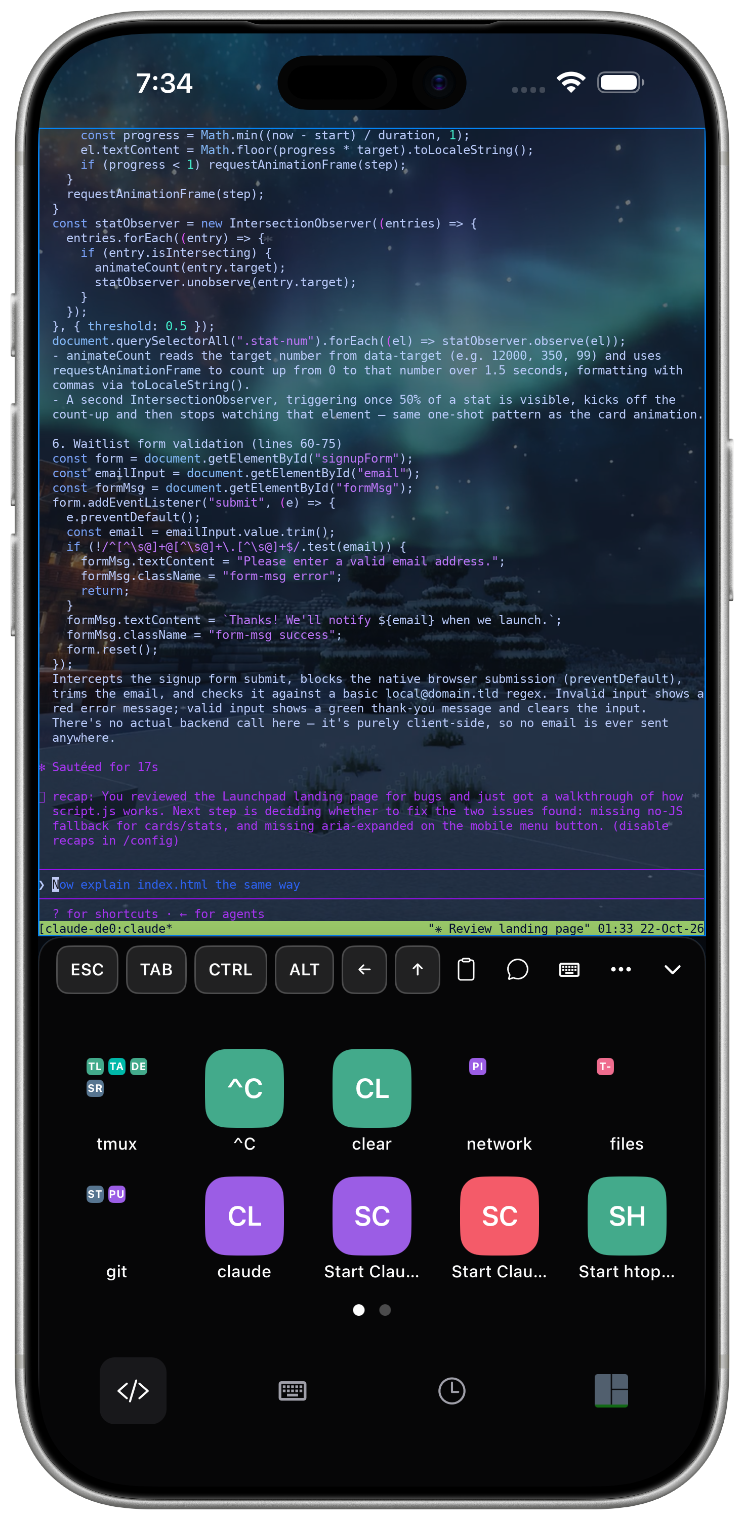 Startup snippets drawer